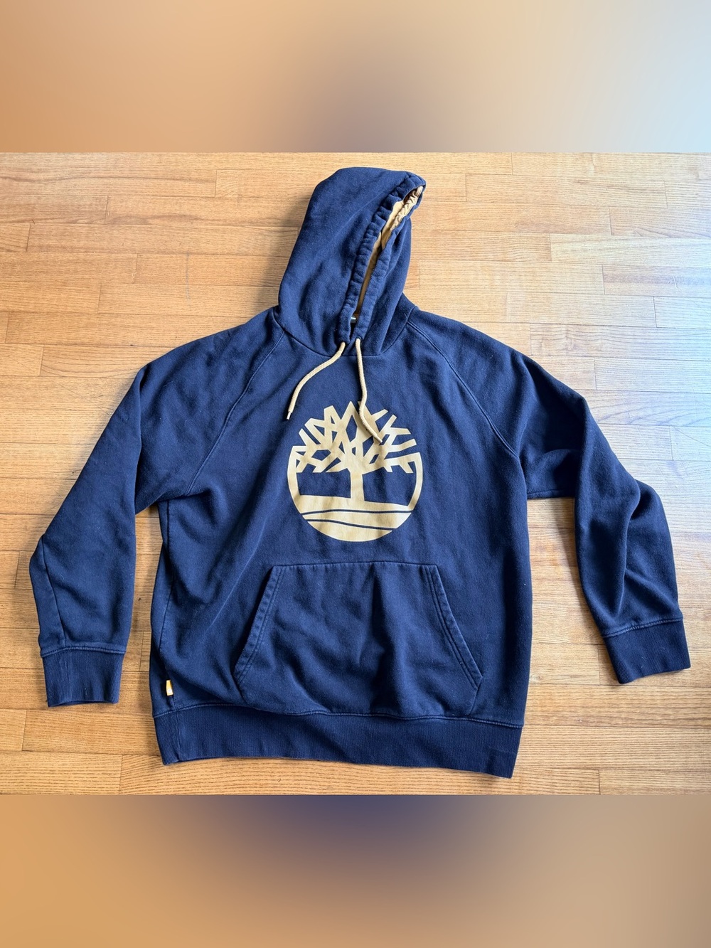 Timberland Hoodie Mens XL Black Gold Tree Logo Pullover Sweatshirt Regular